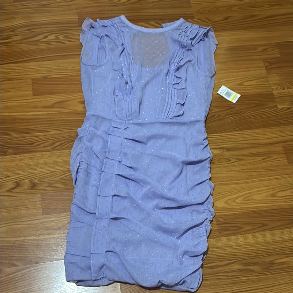 MSK Purple Ruched Sheath Mini Dress Sleeveless Crew Neck